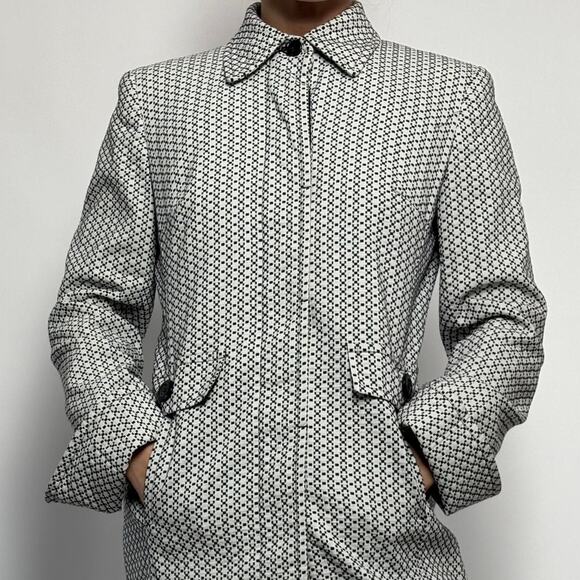 Artful Apt. 9 White and black Patterned Trench Coat | $ - Picture 3 of 8